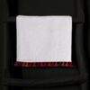 LAMU crush bath linen, refined white terry towels with pompoms