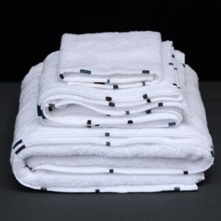 Luxury towel set Memba blu with hand embroidery