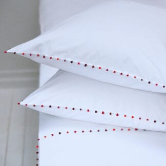 buy luxury white bed linen with handmade thread balls