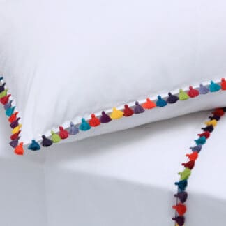 luxury bed linen with pompoms ilias sol