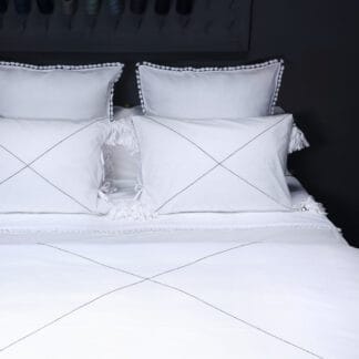 buy Cotton hand embroidered bed linen with fabric tassels