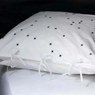 buy white contemporary hand embroidered bedding with black pattern
