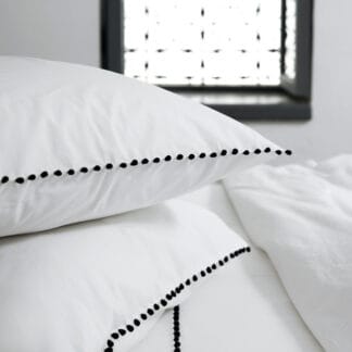 buy white bed linen with buttons embroidery