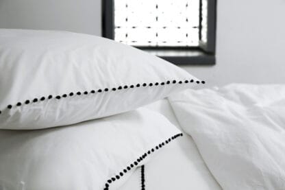 buy white bed linen with buttons embroidery