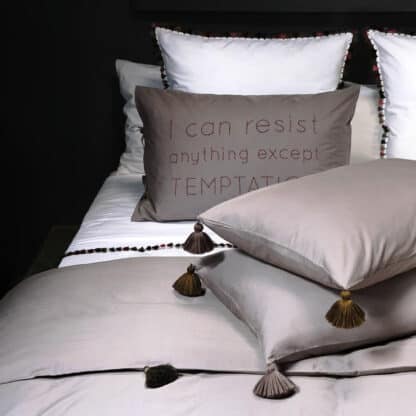 grey duvet cover with pompoms V.Barkowski