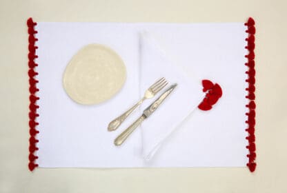 table linen handmade pompoms 1