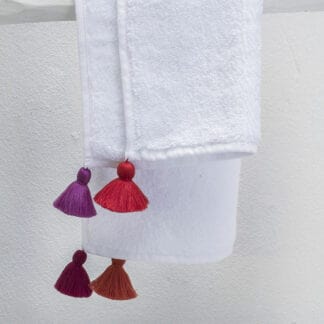 buy Colored tassel bath linen TULUM Crush : handmade finish