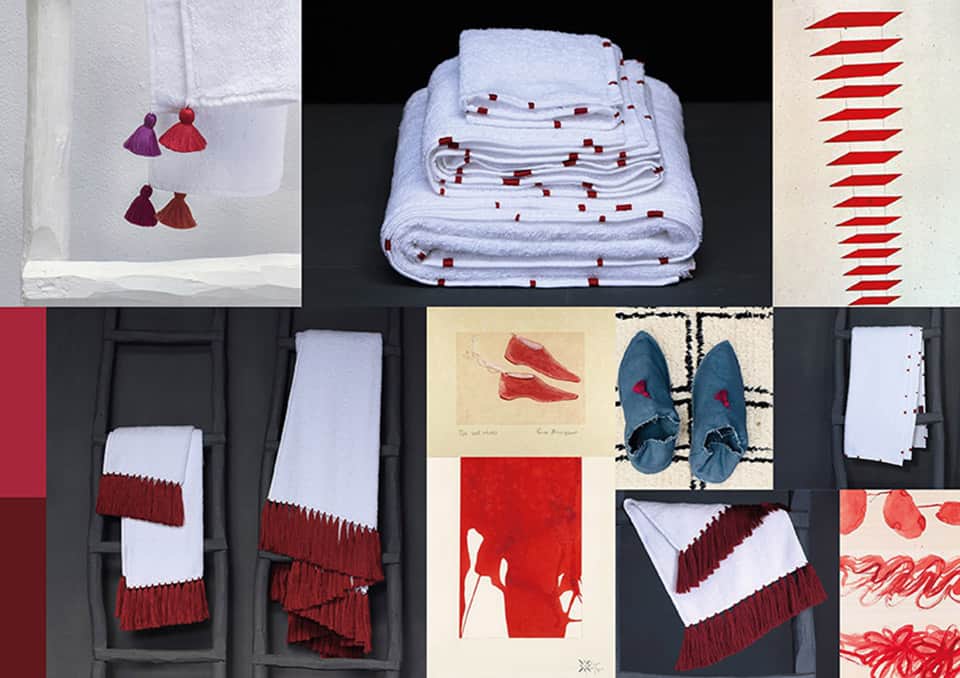 linge de maison blanc et rouge