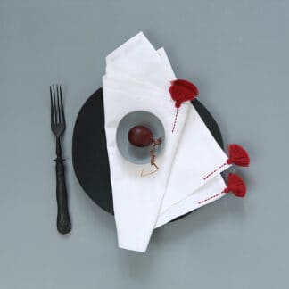 buy original white placemat with pompoms cotton or linen