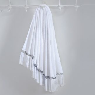 Linge de bain raffiné Hiro longues franges brodées main