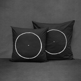 black cushion cover dot embroidery with natural wool