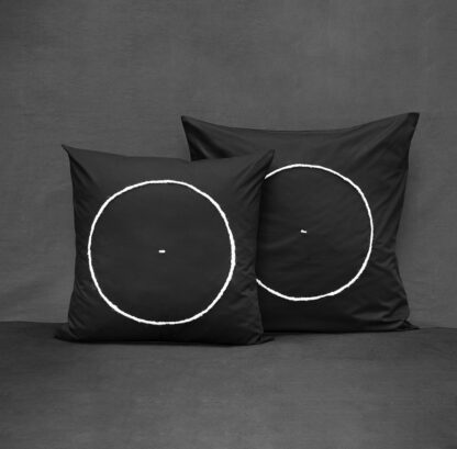 black cushion cover dot embroidery with natural wool