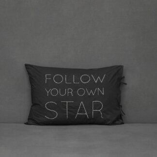 Orpheus black embroidered quotes on cotton pillowcase