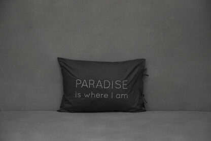 Orpheus black embroidered quotes in combed cotton pillowcase
