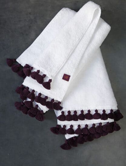 Bath linen LAMU aubergine by Valérie Barkowski