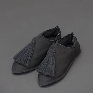 black soft slippers inspired by moroccan babouches