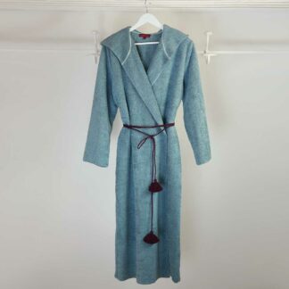 Water terry bathrobe - plum pompon